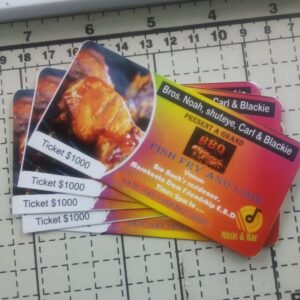 Custom BBQ Event Tickets - Set of 100 pieces | SKU: T-100 | Printed in Guyana